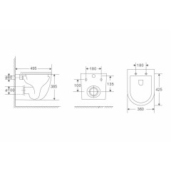 Унитаз ABBER Bequem AC1131TC подвесной белый, безободковый, смыв торнадо, с закрытым дном