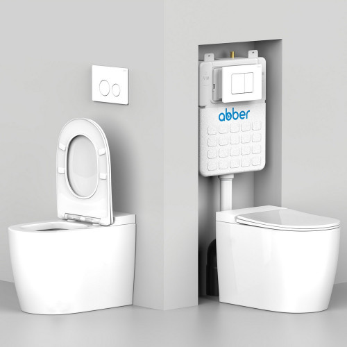 Унитаз ABBER Rechteck AC1211 приставной белый, безободковый