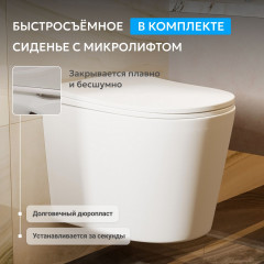 Унитаз ABBER Bequem AC1102TMW подвесной белый матовый, безободковый, смыв торнадо