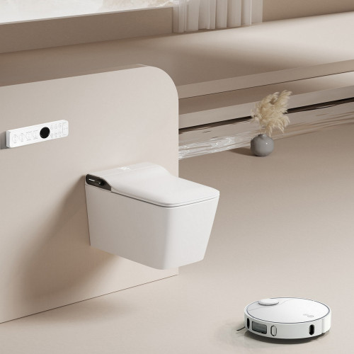 Комплект ABBER подвесной электронный унитаз-биде Rechteck AC1215S белый с импульсным смывом с инсталляцией AC0101P