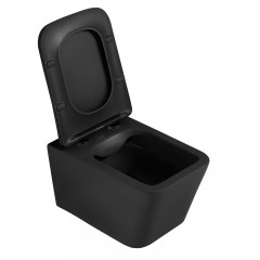 Комплект подвесной унитаз ABBER Rechteck AC1201MB черный матовый с инсталляцией AC0105 и кнопкой AC0120NG никель