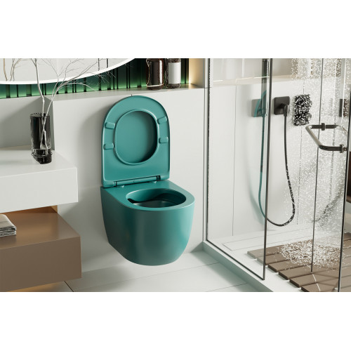 Унитаз ABBER Bequem AC1101MBG подвесной темно-зеленый матовый, безободковый