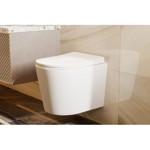 Унитаз ABBER Bequem AC1102TMW подвесной белый матовый, безободковый, смыв торнадо