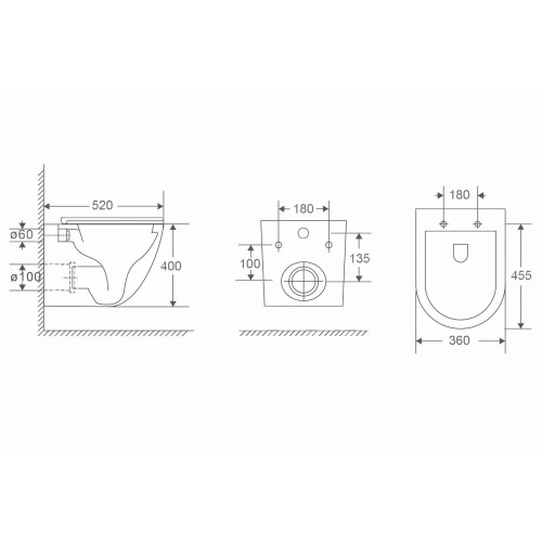 Унитаз ABBER Bequem AC1132TC подвесной белый, безободковый, смыв торнадо, с закрытым дном