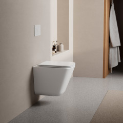 Унитаз ABBER Rechteck AC1219TC подвесной белый, безободковый, смыв торнадо, с закрытым дном