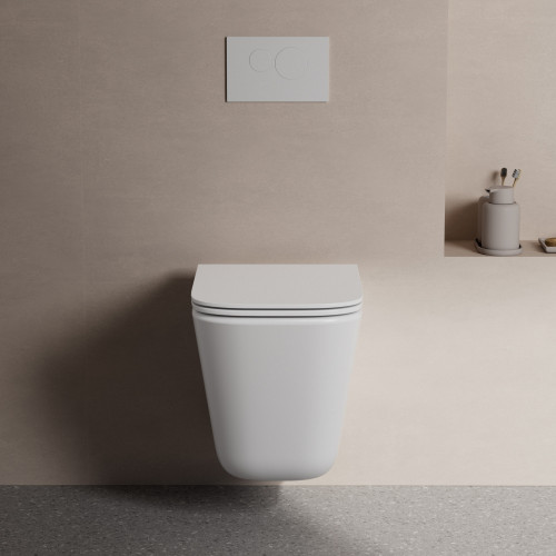 Унитаз ABBER Rechteck AC1219TC подвесной белый, безободковый, смыв торнадо, с закрытым дном