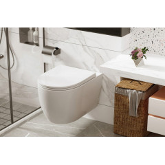 Комплект ABBER подвесной унитаз Bequem AC1105P белый с импульсным смывом с инсталляцией AC0101P