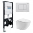 Комплект подвесной унитаз ABBER Bequem AC1100T белый с инсталляцией AC0105 и кнопкой AC0120MW белая матовая
