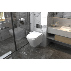 Комплект подвесной унитаз ABBER Rechteck AC1201 белый с инсталляцией AC0105 и кнопкой AC0120 хром