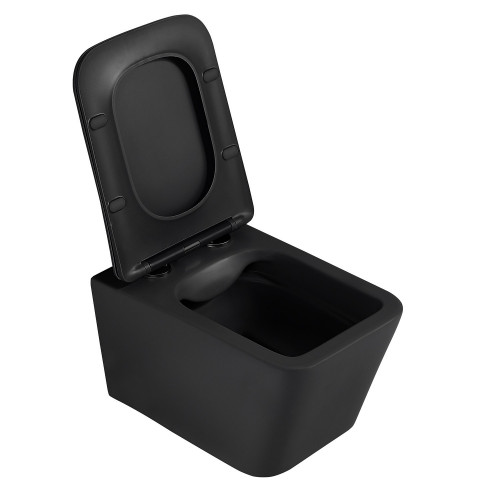 Комплект подвесной унитаз ABBER Rechteck AC1201MB черный матовый с инсталляцией AC0105 и кнопкой AC0120RG золото розовое