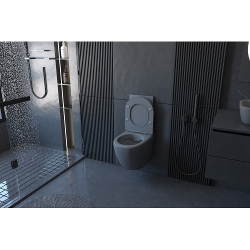 Унитаз ABBER Bequem AC1101MG подвесной серый матовый, безободковый