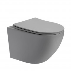 Унитаз ABBER Bequem AC1101TMG подвесной серый матовый, безободковый, смыв торнадо