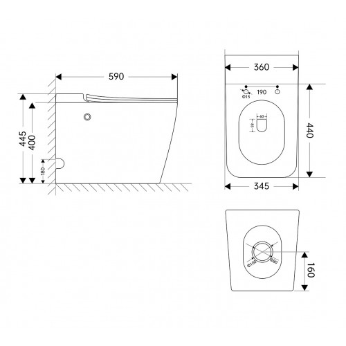 Унитаз ABBER Rechteck AC1213P приставной белый с импульсным смывом