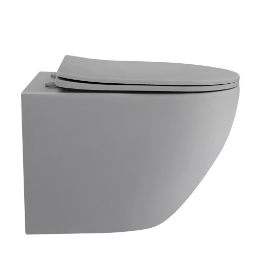 Унитаз ABBER Bequem AC1101TMG подвесной серый матовый, безободковый, смыв торнадо