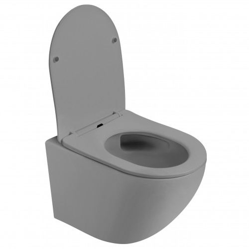 Унитаз ABBER Bequem AC1101TMG подвесной серый матовый, безободковый, смыв торнадо