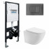 Комплект подвесной унитаз ABBER Bequem AC1100T белый с инсталляцией AC0105 и кнопкой AC0120NG никель