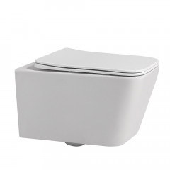 Комплект подвесной унитаз ABBER Rechteck AC1201 белый с инсталляцией AC0105 и кнопкой AC0121MW белая матовая