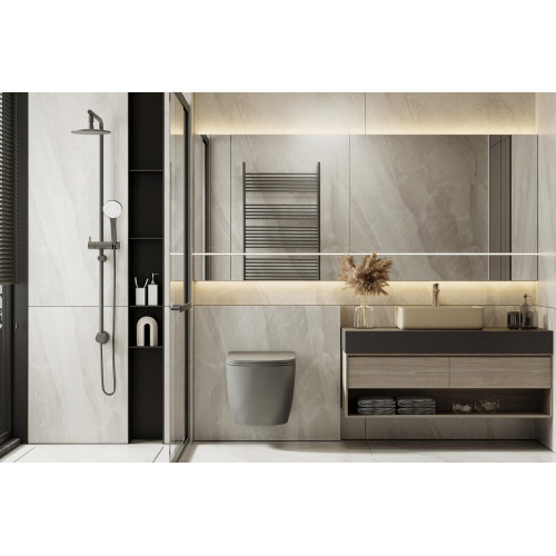 Унитаз ABBER Bequem AC1101TMG подвесной серый матовый, безободковый, смыв торнадо