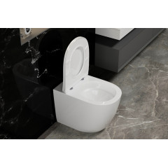 Унитаз ABBER Bequem AC1111T приставной белый, безободковый, смыв торнадо