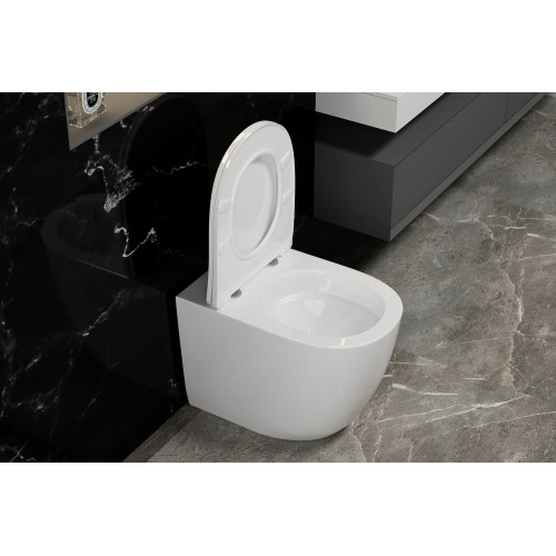 Унитаз ABBER Bequem AC1111T приставной белый, безободковый, смыв торнадо