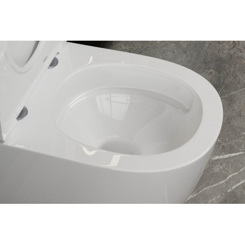 Унитаз ABBER Bequem AC1111T приставной белый, безободковый, смыв торнадо