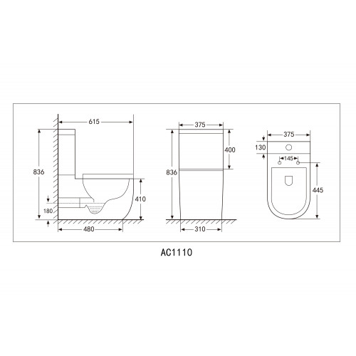 Унитаз ABBER Bequem AC1110 компакт белый, безободковый