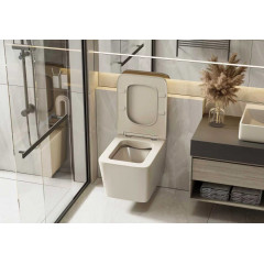 Унитаз ABBER Rechteck AC1201MBE подвесной светло-бежевый матовый, безободковый