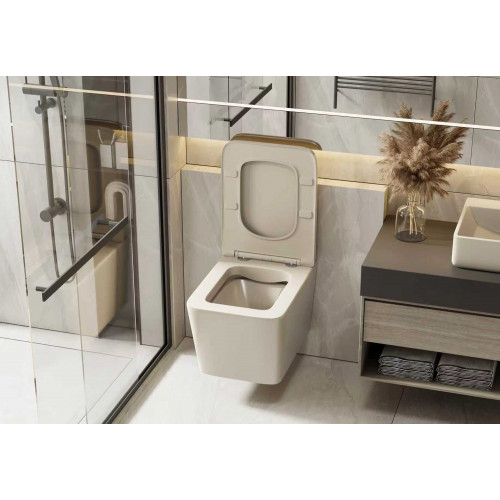 Унитаз ABBER Rechteck AC1201MBE подвесной светло-бежевый матовый, безободковый