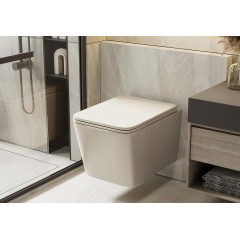 Унитаз ABBER Rechteck AC1201MBE подвесной светло-бежевый матовый, безободковый