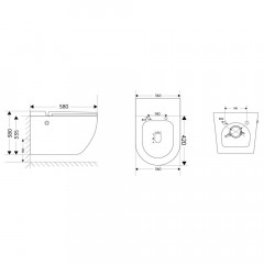 Комплект ABBER подвесной унитаз Bequem AC1108P белый с импульсным смывом с инсталляцией AC0101P