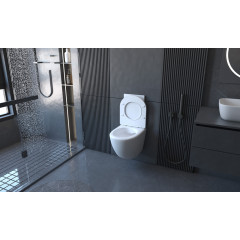 Комплект подвесной унитаз ABBER Bequem AC1100 белый с инсталляцией AC0105 и кнопкой AC0120 хром