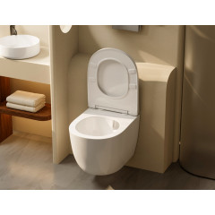 Комплект подвесной унитаз ABBER Bequem AC1100T белый с инсталляцией AC0105 и кнопкой AC0120RG золото розовое