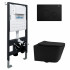 Комплект подвесной унитаз ABBER Rechteck AC1201MB черный матовый с инсталляцией AC0105 и кнопкой AC0121MB черный матовый