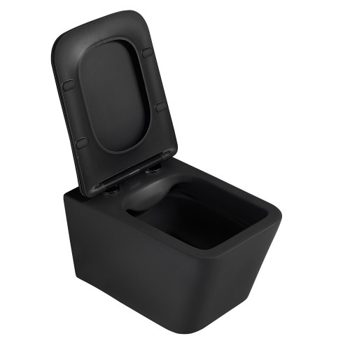 Комплект подвесной унитаз ABBER Rechteck AC1201MB черный матовый с инсталляцией AC0105 и кнопкой AC0121MB черный матовый