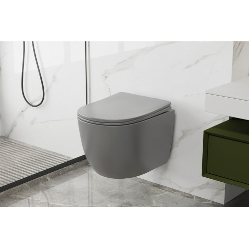 Унитаз ABBER Bequem AC1103MG подвесной серый матовый, безободковый