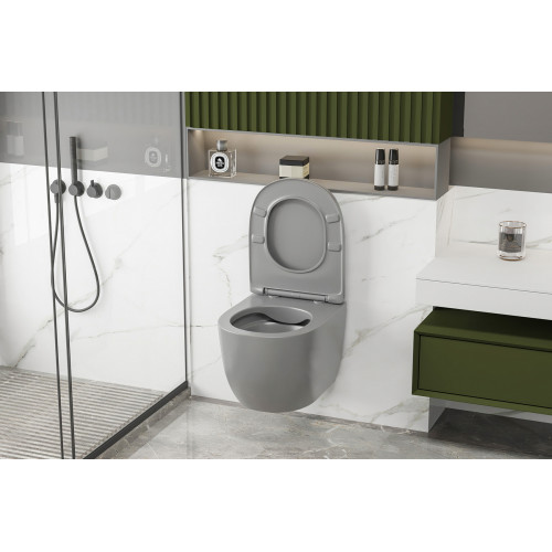 Унитаз ABBER Bequem AC1103MG подвесной серый матовый, безободковый