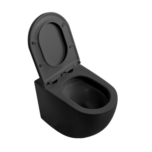 Унитаз ABBER Bequem AC1111TMB приставной черный матовый, безободковый, смыв торнадо