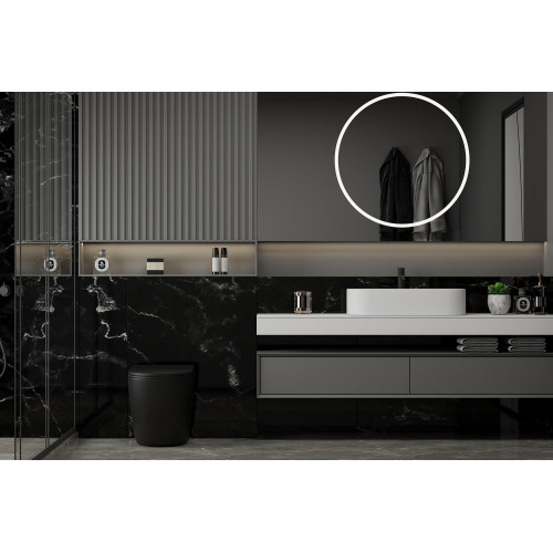 Унитаз ABBER Bequem AC1111TMB приставной черный матовый, безободковый, смыв торнадо