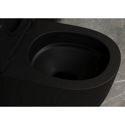 Унитаз ABBER Bequem AC1111TMB приставной черный матовый, безободковый, смыв торнадо