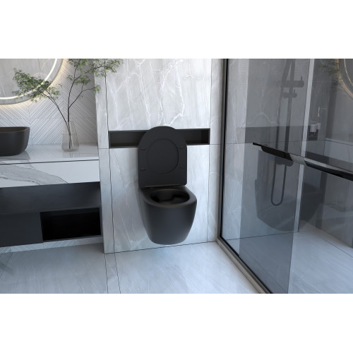 Унитаз ABBER BEQUEM AC1100MB подвесной черный матовый, безободковый