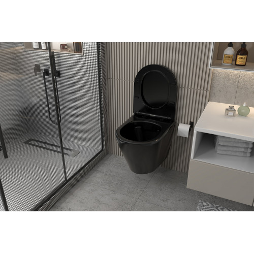 Унитаз ABBER Bequem AC1102MB подвесной черный матовый, безободковый