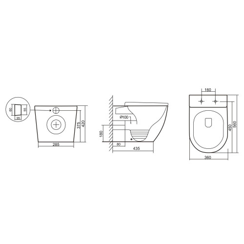 Унитаз ABBER Bequem AC1111TMW приставной белый матовый, безободковый, смыв торнадо
