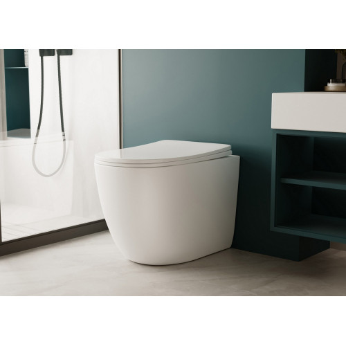 Унитаз ABBER Bequem AC1111TMW приставной белый матовый, безободковый, смыв торнадо