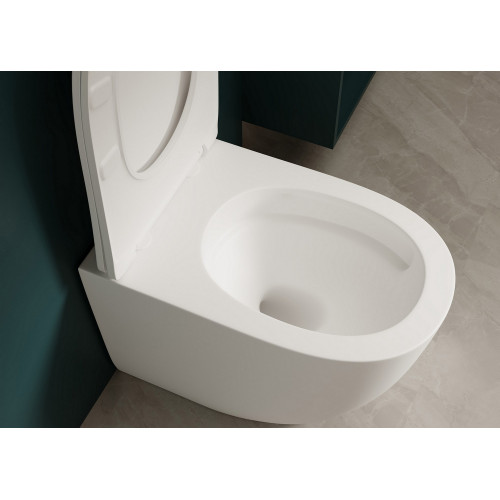 Унитаз ABBER Bequem AC1111TMW приставной белый матовый, безободковый, смыв торнадо