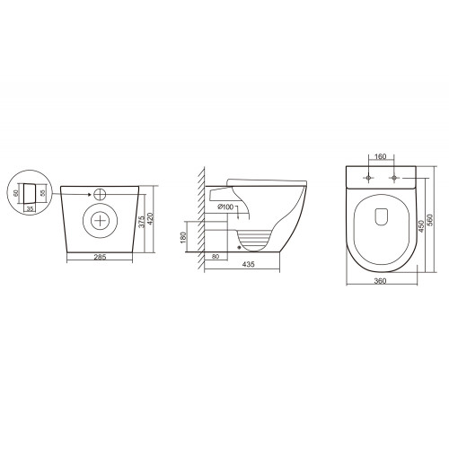 Унитаз ABBER Bequem AC1111TMW приставной белый матовый, безободковый, смыв торнадо