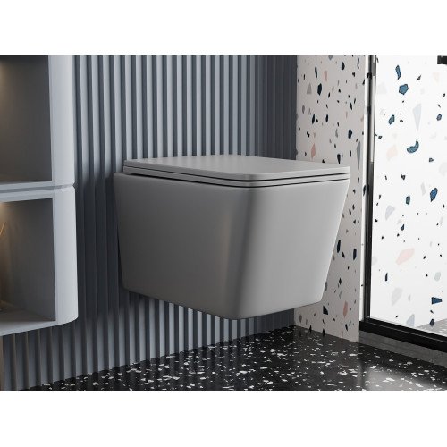 Унитаз ABBER Rechteck AC1201MG подвесной серый матовый, безободковый