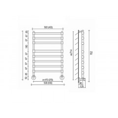 SOLE 464/8 Полотецесушитель водяной ,лесен.8М int.470,chrome