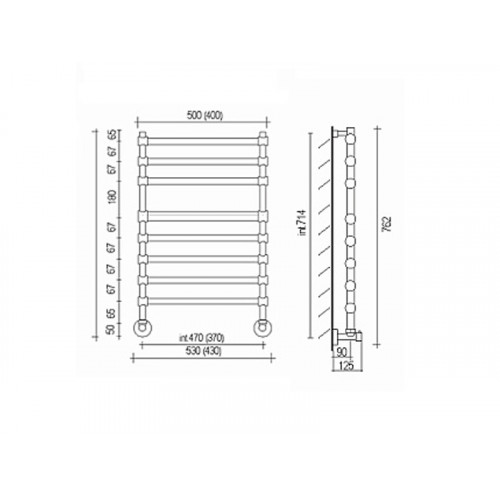 SOLE 464/8 Полотецесушитель водяной ,лесен.8М int.470,chrome