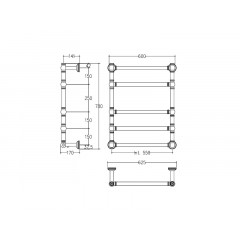 ARMONIA 9-514 Полотенцесушитель эл. с выключателем,5 лесенок, int.550, цвет chrome