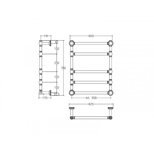 ARMONIA 9-514 Полотенцесушитель эл. с выключателем,5 лесенок, int.550, цвет chrome